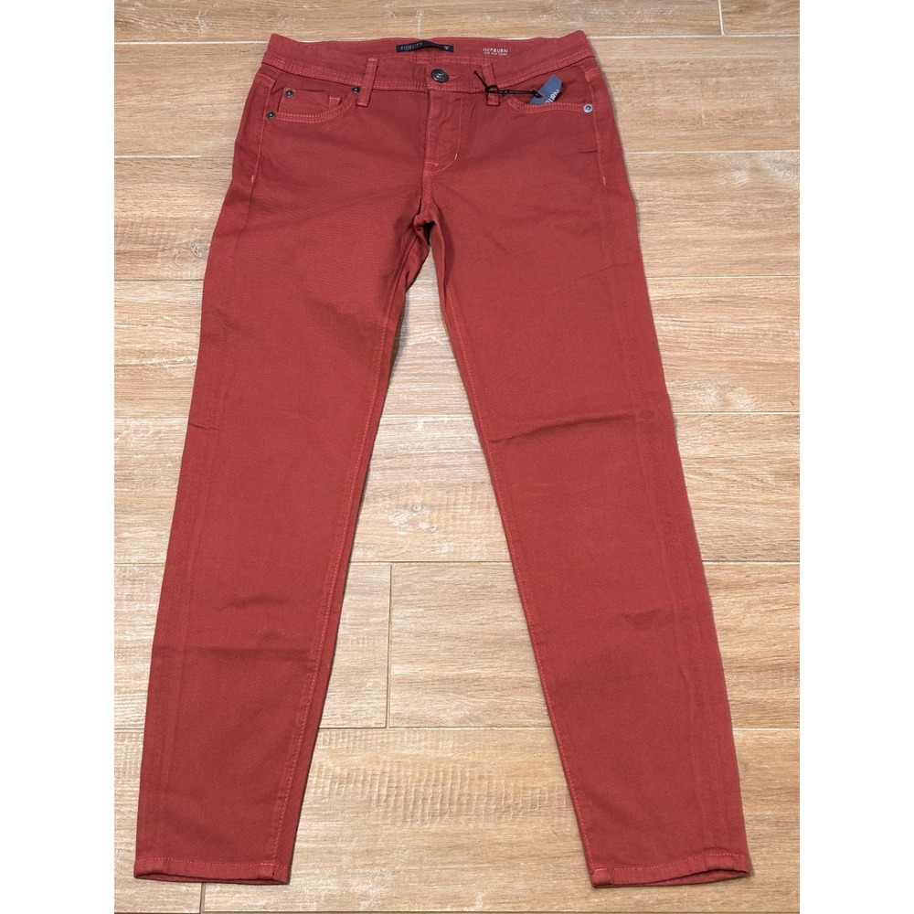 Fidelity Denim Hepburn Low Rise Crop Pants Rust Red‎ Twill Size 27